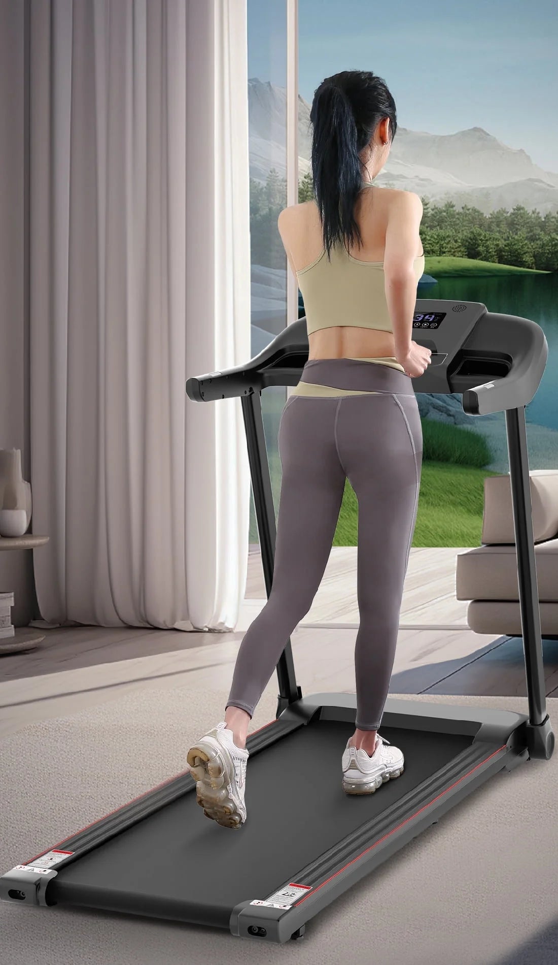 Treadmill Folding Electric Treadmill Bluetooth Voice Control Exercise Treadmill for Home Office Speed Range of 0.5-7.5 Mph