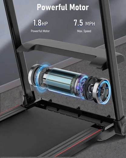 Treadmill Folding Electric Treadmill Bluetooth Voice Control Exercise Treadmill for Home Office Speed Range of 0.5-7.5 Mph